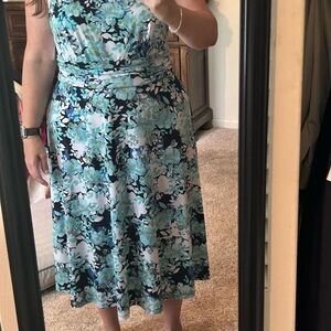 Floral Blue and White Dress